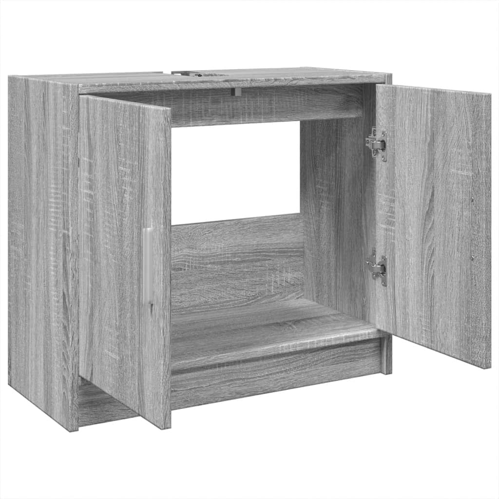 Modern Bathroom Sink Cabinet Grey Sonoma – 2 Door Under Sink Storage Unit 63x55c