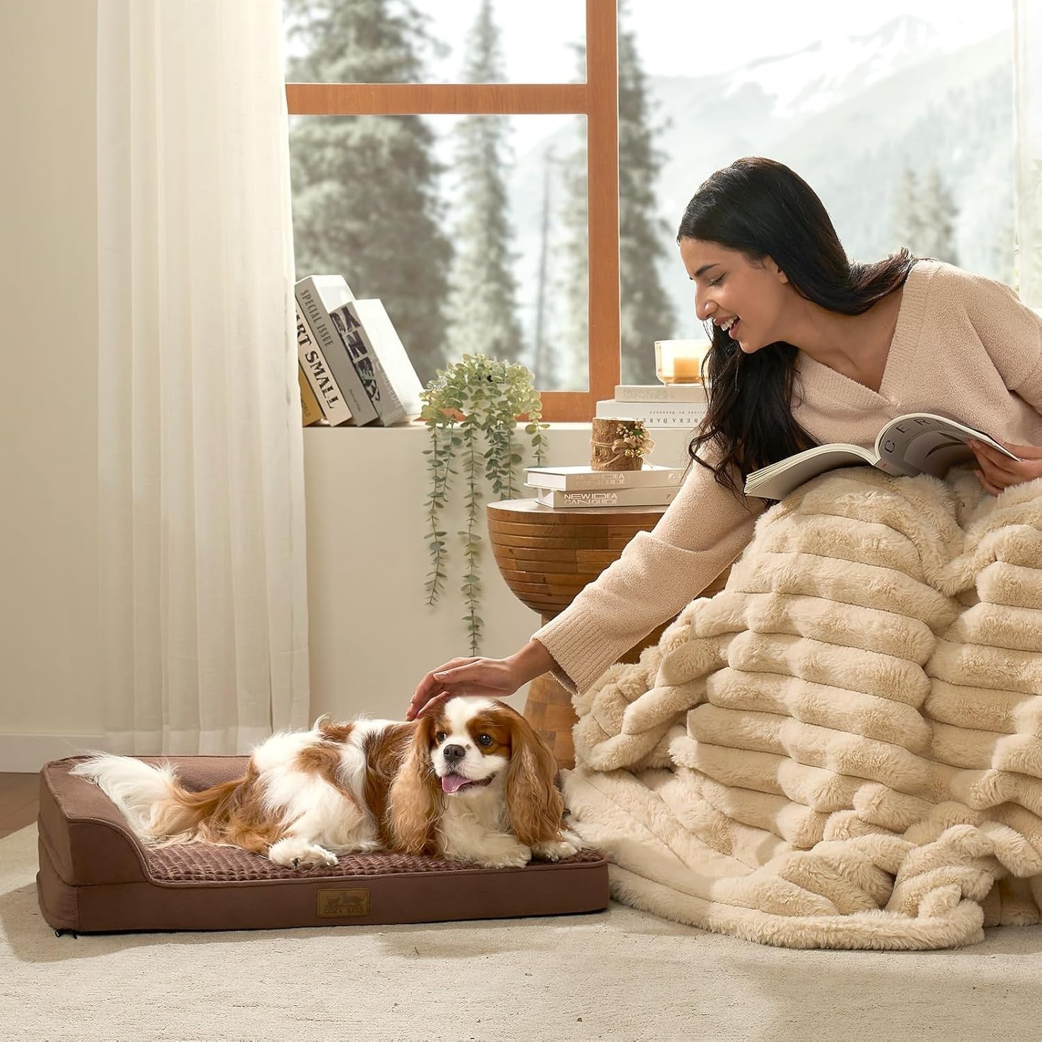 Extra Large Orthopedic Dog Bed L Shape Sofa Washable Brown