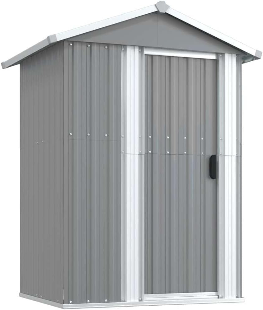 Metal Garden Shed Outdoor Storage with Sliding Door Galvanised Steel Grey