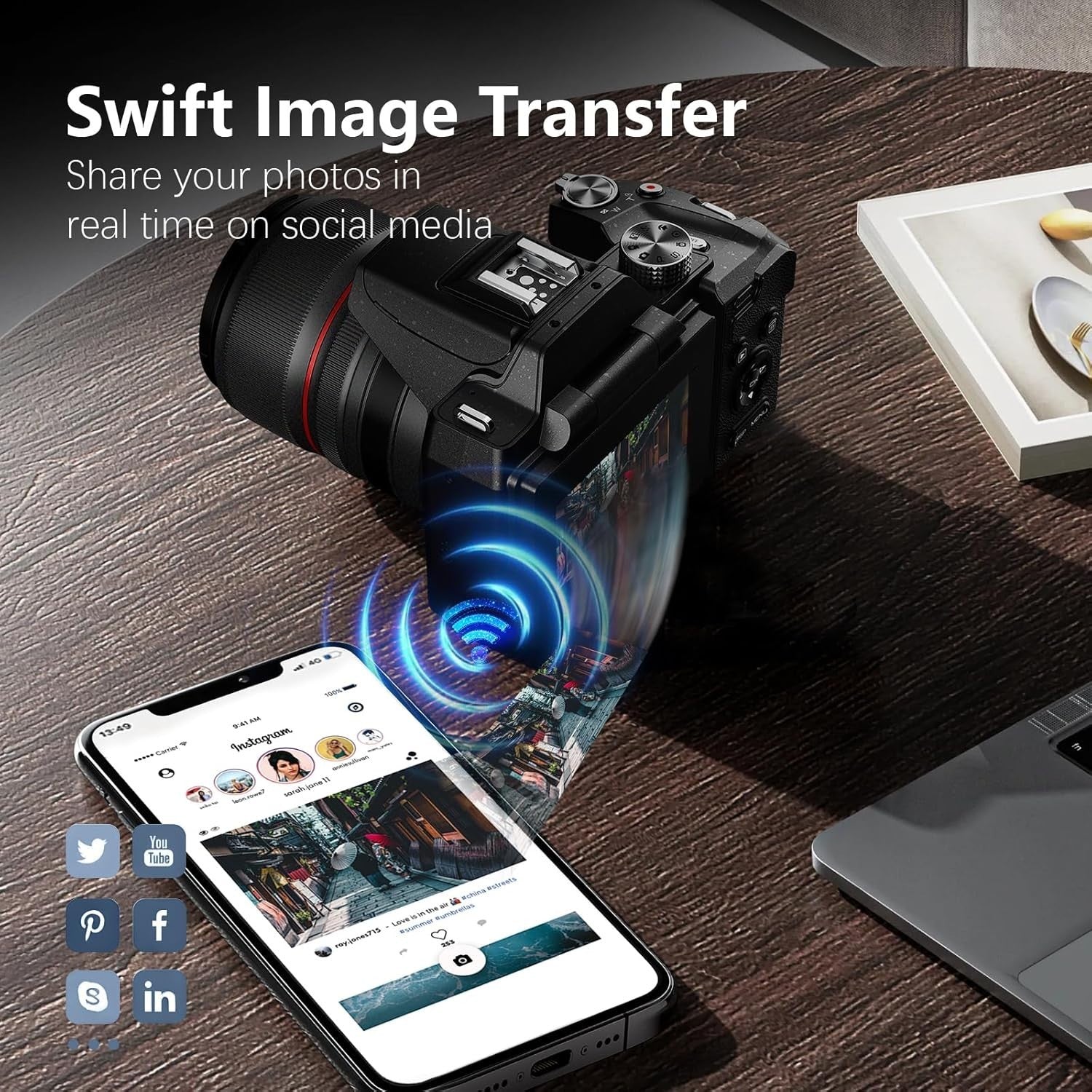 8K 64MP Digital Camera 16X Optical Zoom Flip Screen Vlogging Camera
