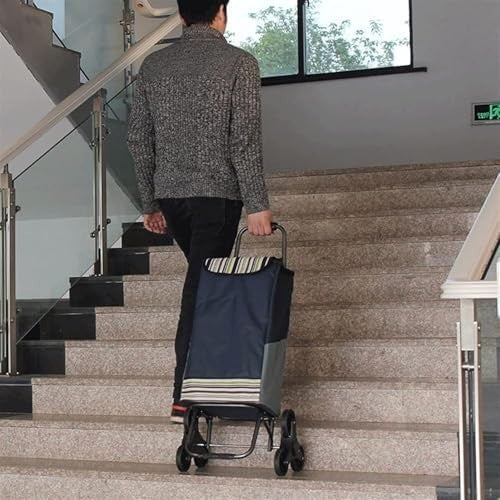 Foldable Grocery Cart w/ Seat Heavy Duty Stair Climber Trolley Lightweight