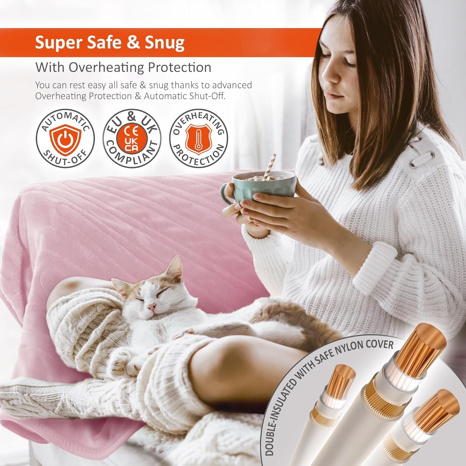 Electric Heated Throw Blanket XL 200x130cm Fleece 9 Heat Timer Auto