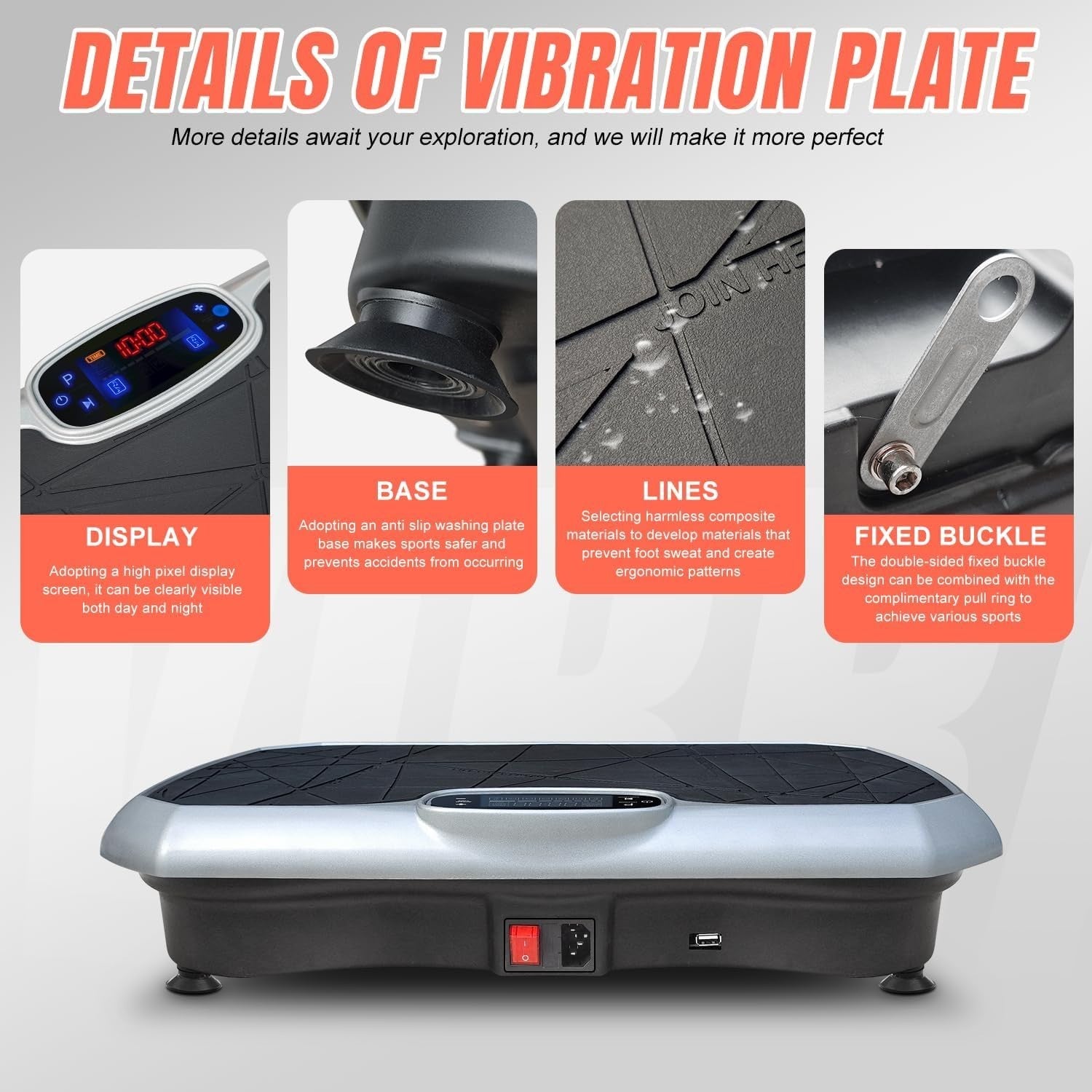 Vibration Plate Exercise Machine Bluetooth Remote Full Body 350lb