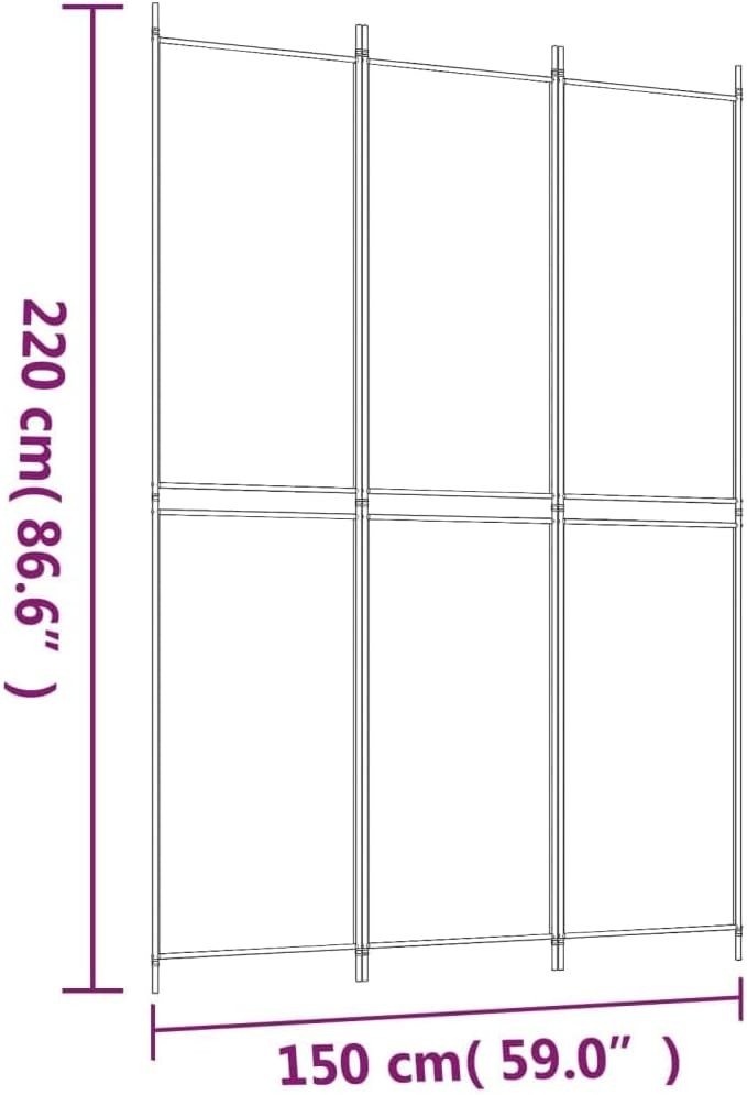 3 Panel White Folding Room Divider 150x220cm Privacy Screen for Bedroom