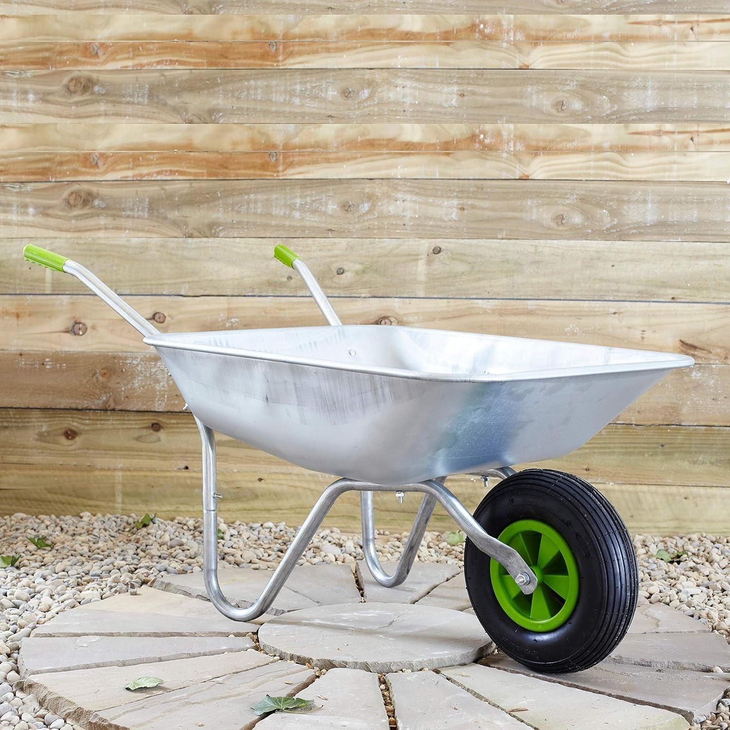 65L Garden Wheelbarrow – Galvanised Steel Tray w/ Pneumatic Tyre for Heavy Loads