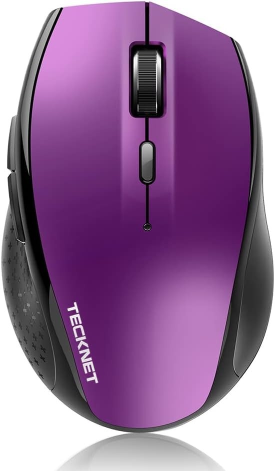 Wireless Bluetooth Mouse 4800DPI Ergonomic Silent Click Long Battery Purple