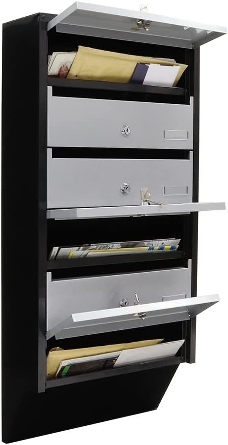 Wall Mounted 6 Slot Mailbox System – Lockable, Steel, Slim Space-Saving Design