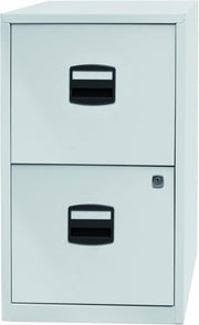 Chalk White Steel Filing Cabinet 2 Drawer Lockable A4 Office
