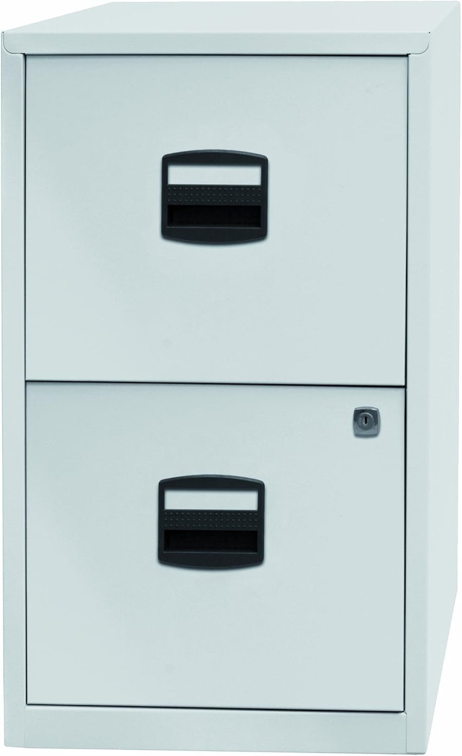 Chalk White Steel Filing Cabinet 2 Drawer Lockable A4 Office