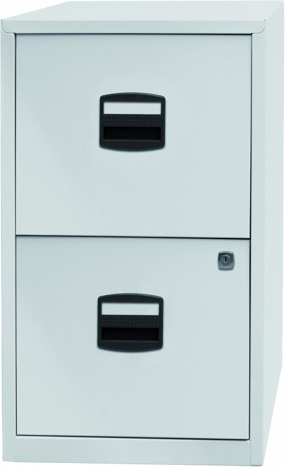 Chalk White Steel Filing Cabinet 2 Drawer Lockable A4 Office