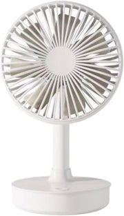 White Portable Table Fan – Lightweight USB Rechargeable 3-Speed Handheld Cooling