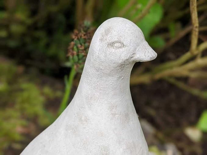 Cast Stone Pigeon Birdbath & Feeder – Handcrafted Garden Ornament Sculpture