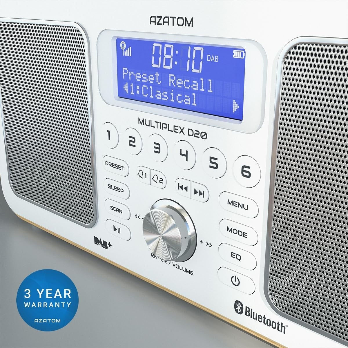 DAB DAB+ FM Portable Digital Radio Bluetooth Rechargeable Dual Alarm