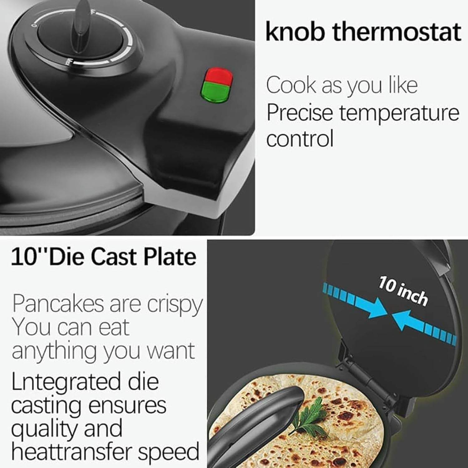 1400W Electric Roti & Tortilla Maker | Non-Stick Double-Sided Heating