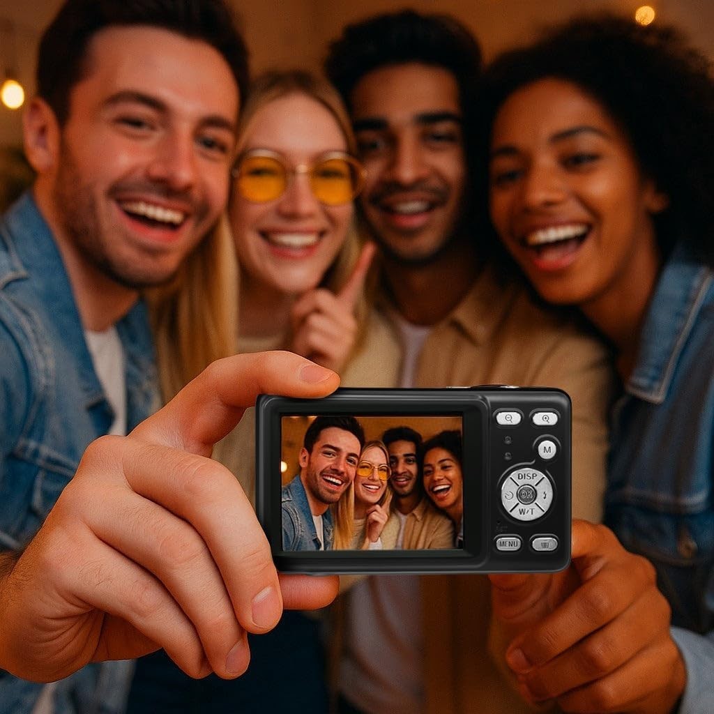 13MP Digital Camera 18X Zoom Full HD Wide Angle Selfie Kit Black