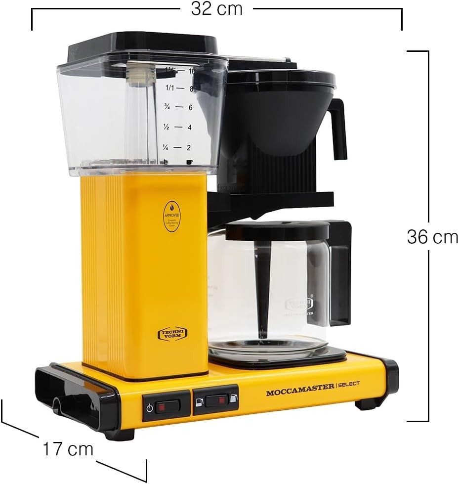 Premium Drip Coffee Maker 1.25L | Fast Brewing, Quiet, Bold Yellow Pepper