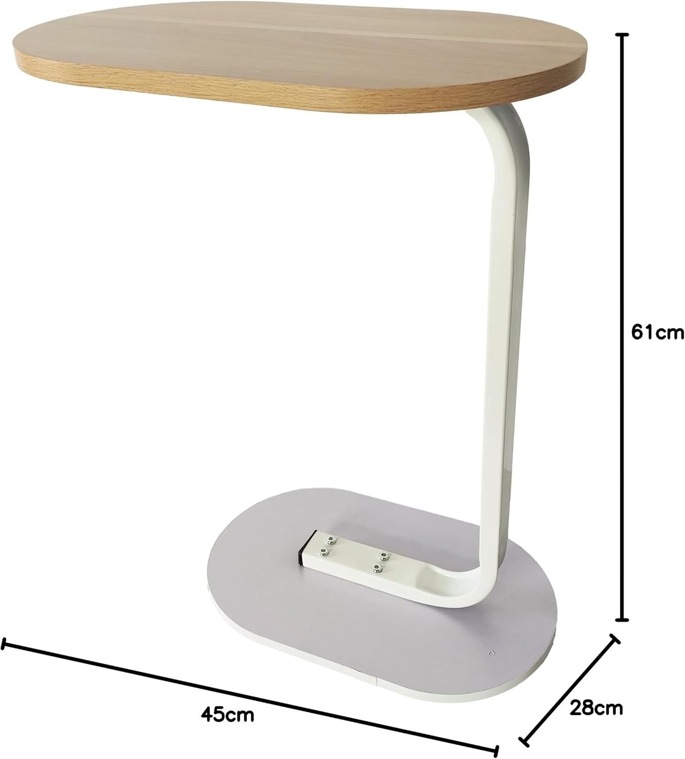 C-Shaped Side Table Sofa Bed Snack Table, 45x28x61cm, Yellow, Easy Assembly