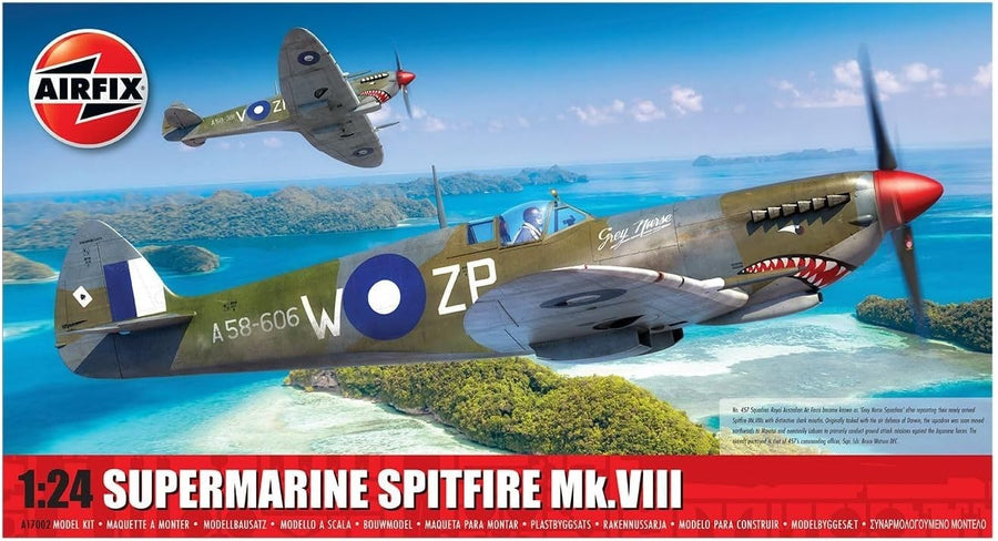 1:24 Scale Military Aircraft Model Kit | Detailed Spitfire Mk.VIII | 452 Parts