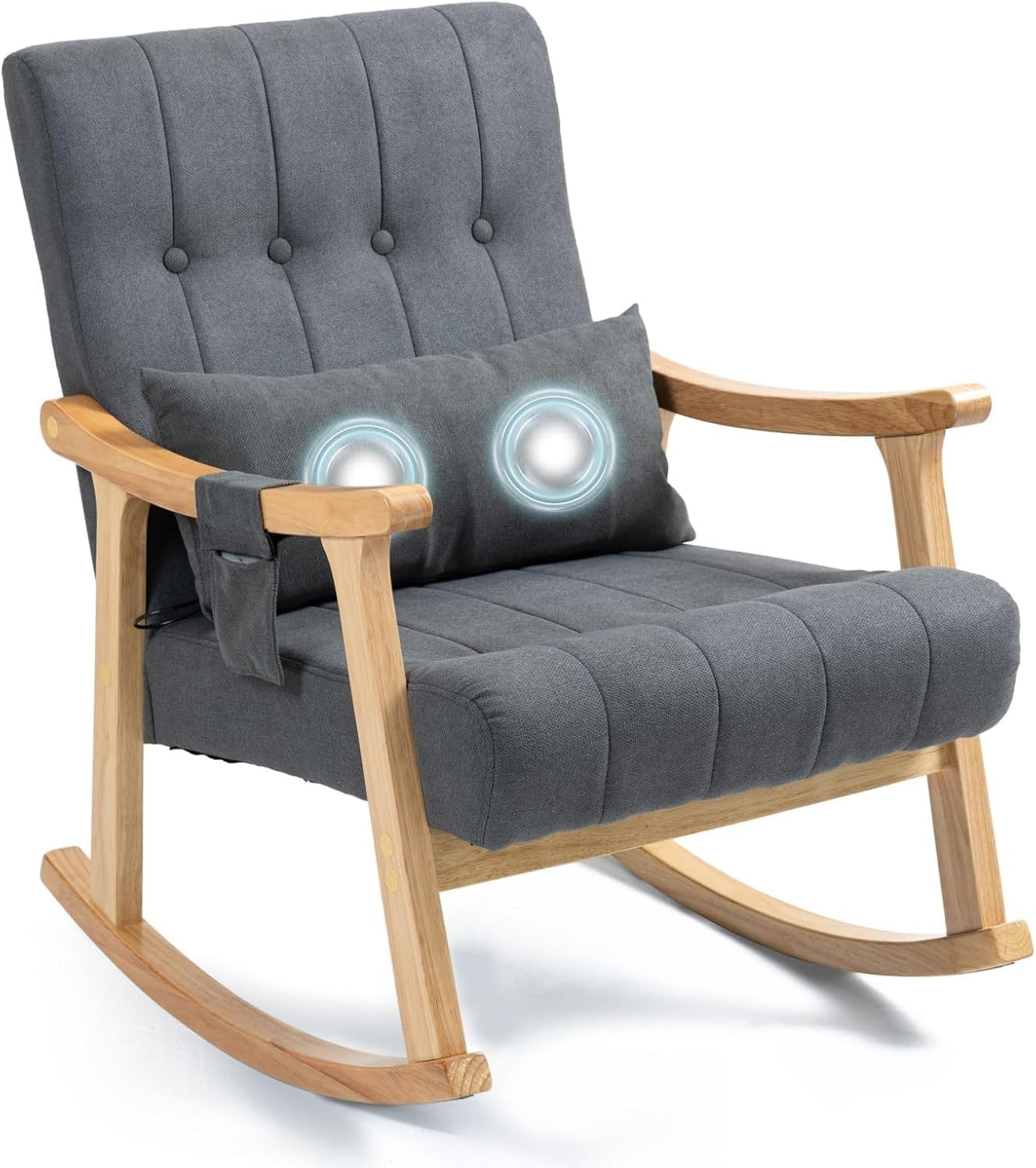 Massage Rocking Chair Grey – High Back, Comfy Support, Petite Fit, 330lbs