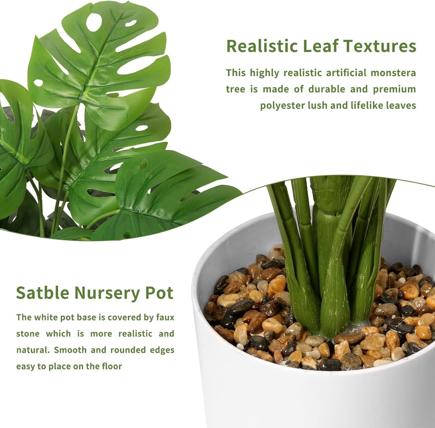 28-Inch Artificial Monstera Plant Fake Tropical Tree Indoor Outdoor Decoration