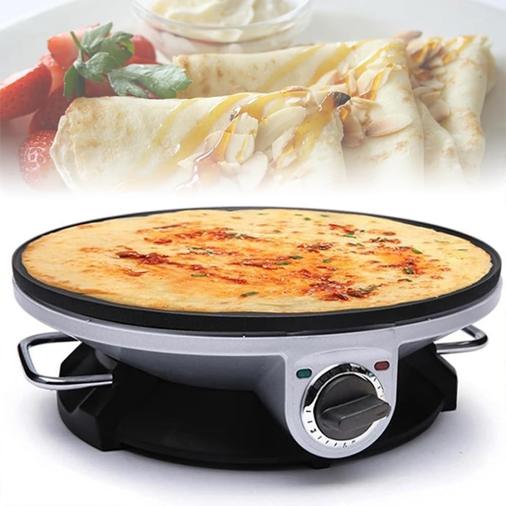 1200W EElectric Crepe Maker 13" Non-Stick Pancake Griddle with 3-Speed Temp
