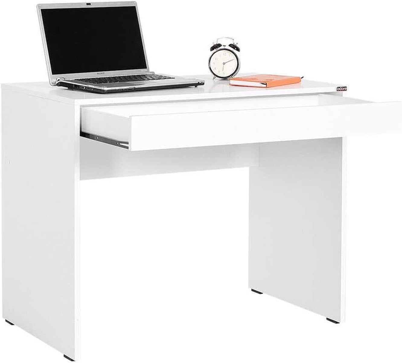 White Compact Desk 90x55cm with Full Drawer Matt Finish Home Office Table