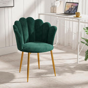 Velvet Vanity Chair Scallop Shell Back Gold Metal Legs Green