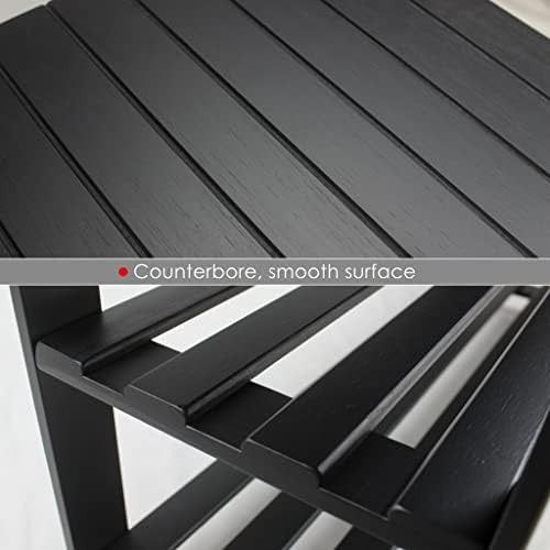 3-Tier Black Bamboo Shoe Rack Bench with Storage Shelf & Modern Design