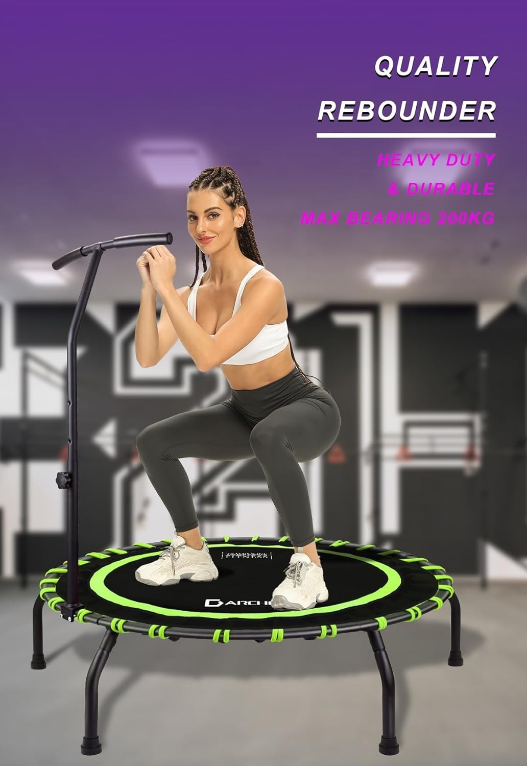 Adult Indoor Exercise Trampoline 150KG Rebounder Quiet Bungee 100cm