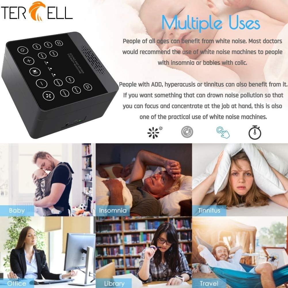 2-in-1 White Noise & Aroma Sleep Machine | 10 Nature Sounds, Touch, Portable