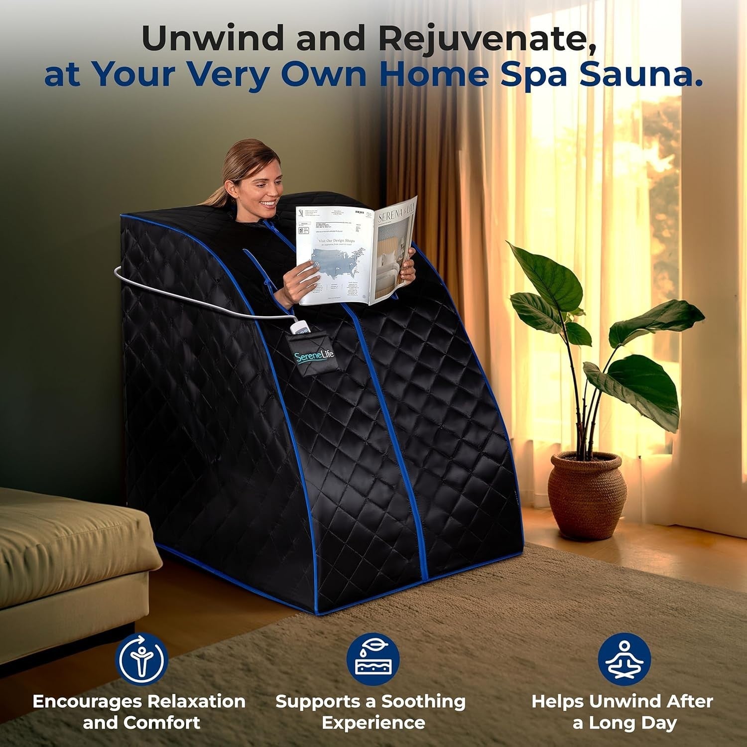 Portable Home Sauna Tent 1-Person – Infrared Steam w/ Foot Pad, Chair & Remote