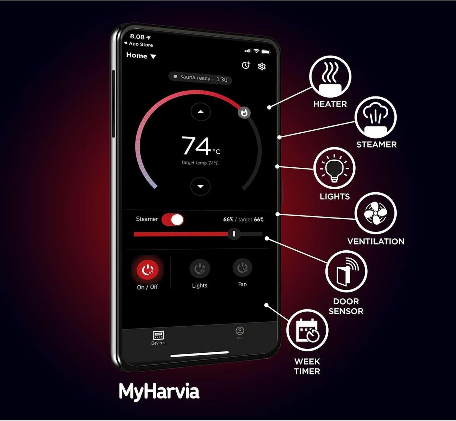 9kW WiFi Black Finnish Sauna Heater – Harvia Spirit SP90XW w/ Xenio Control