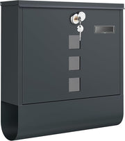 Wall Mounted Post Box with Lock Anthracite Grey Secure Mailbox 11x37x37cm