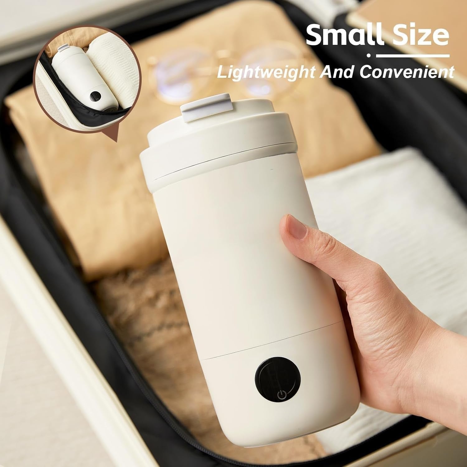Travel Electric Kettle with Milk Frother 400ml Touch Screen 350W Quiet