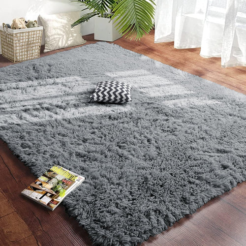 Large Shaggy Rug 80x150cm Set of 2 Soft Plush Anti Slip Fluffy Carpet Grey