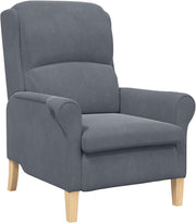 Grey Recliner Armchair Fabric Wingback Chair Wood Legs Lounge