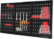 Wall-Mount Pegboard Kit 3PCS Alloy Steel 120x60cm w/ Hooks & Tool Racks