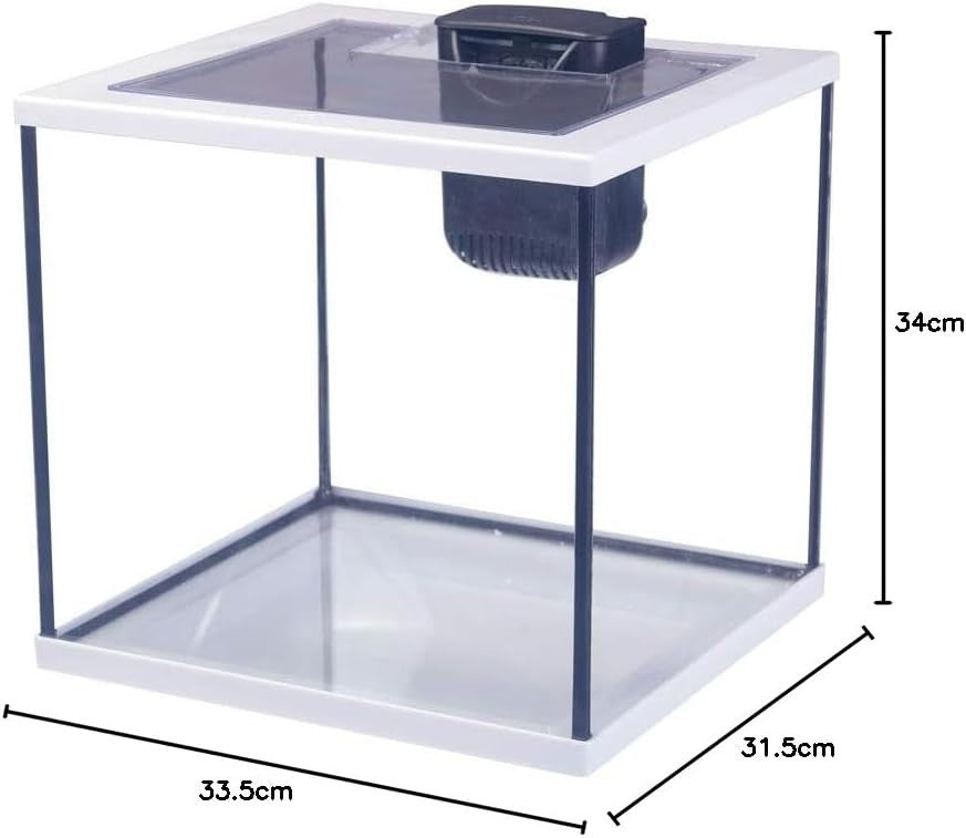 28L Cube Glass Fish Tank with LED Light & Easy Care Filter – Aquarium