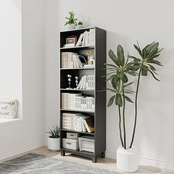 5/6 Tier Tall Wooden Bookcase Storage Shelving Unit Adjustable Display Rack