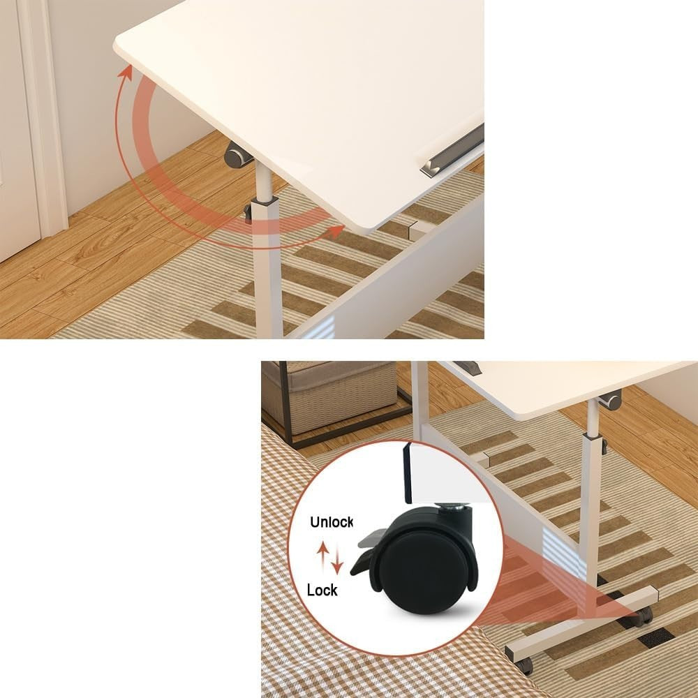 Adjustable Foldable Drawing Desk 68x45cm White Tilt Height Workstation Table