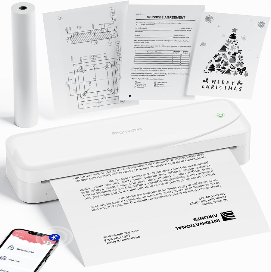 A4 Portable Thermal Printer 300DPI Wireless Bluetooth Inkless