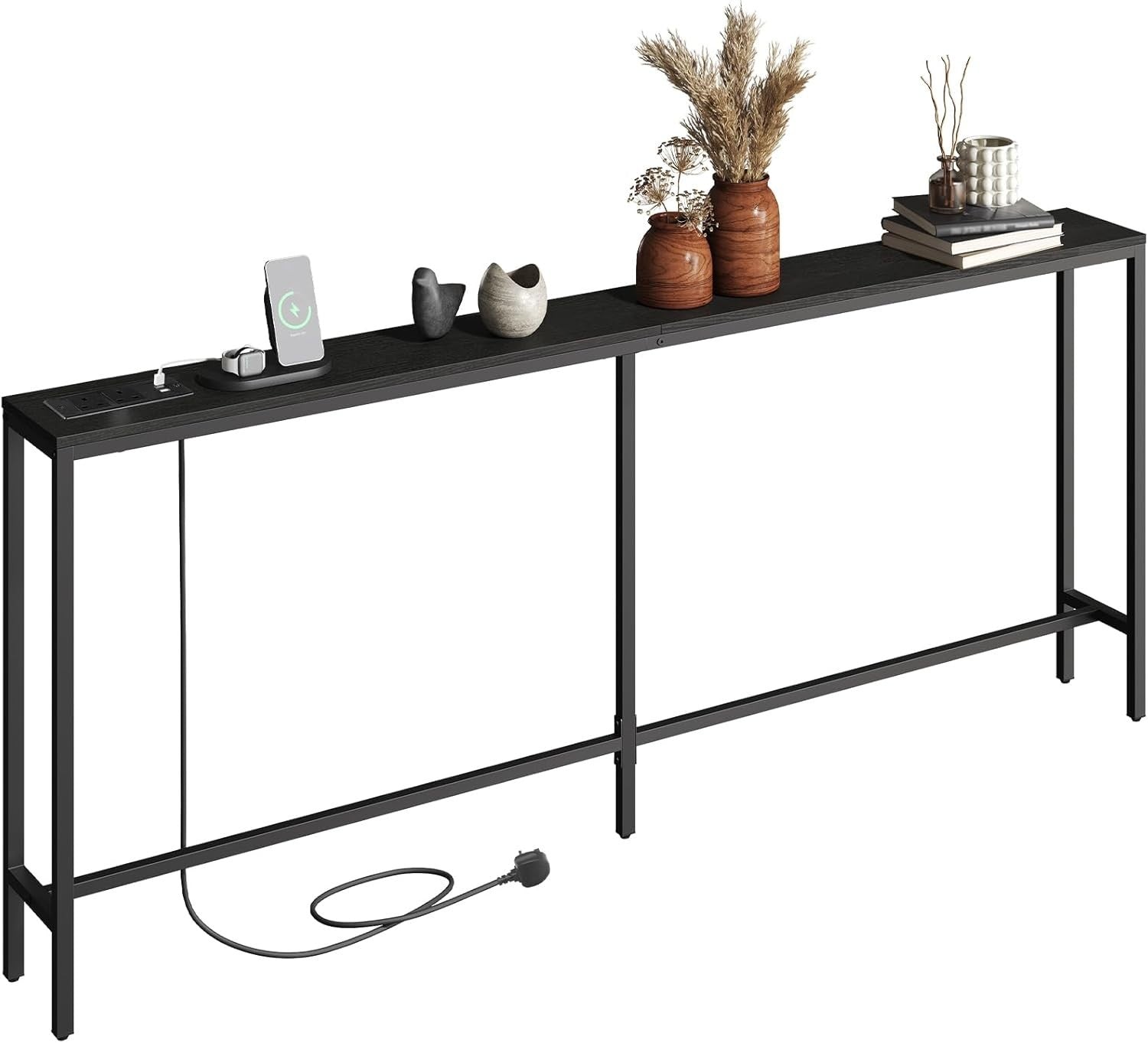 200cm Narrow Console Table with USB & Power Outlets for Hallway Sofa