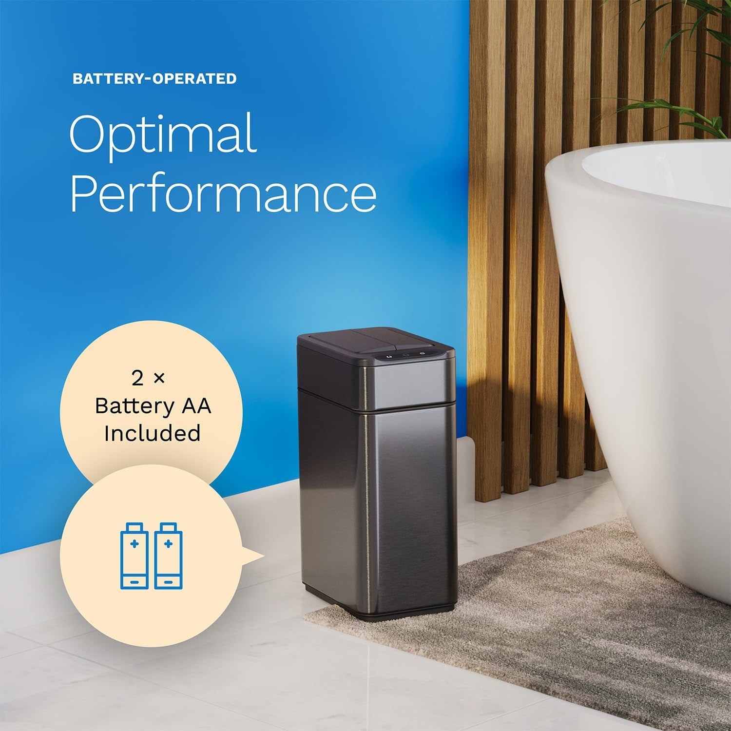 9L Touchless Bathroom Bin Sensor Butterfly Lid Dark Stainless