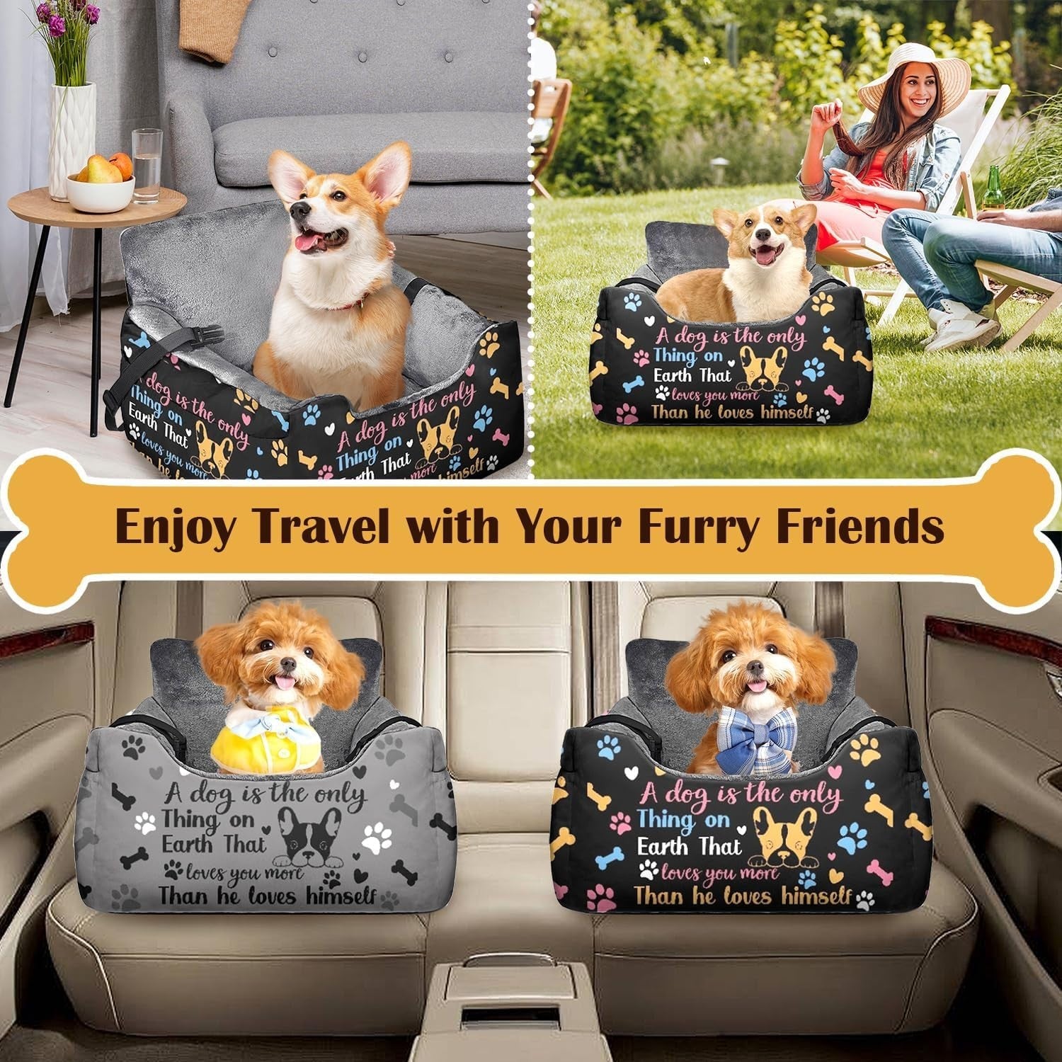 Dog Booster Car Seat Small Medium Dogs Travel Bed Washable Cover 32lb