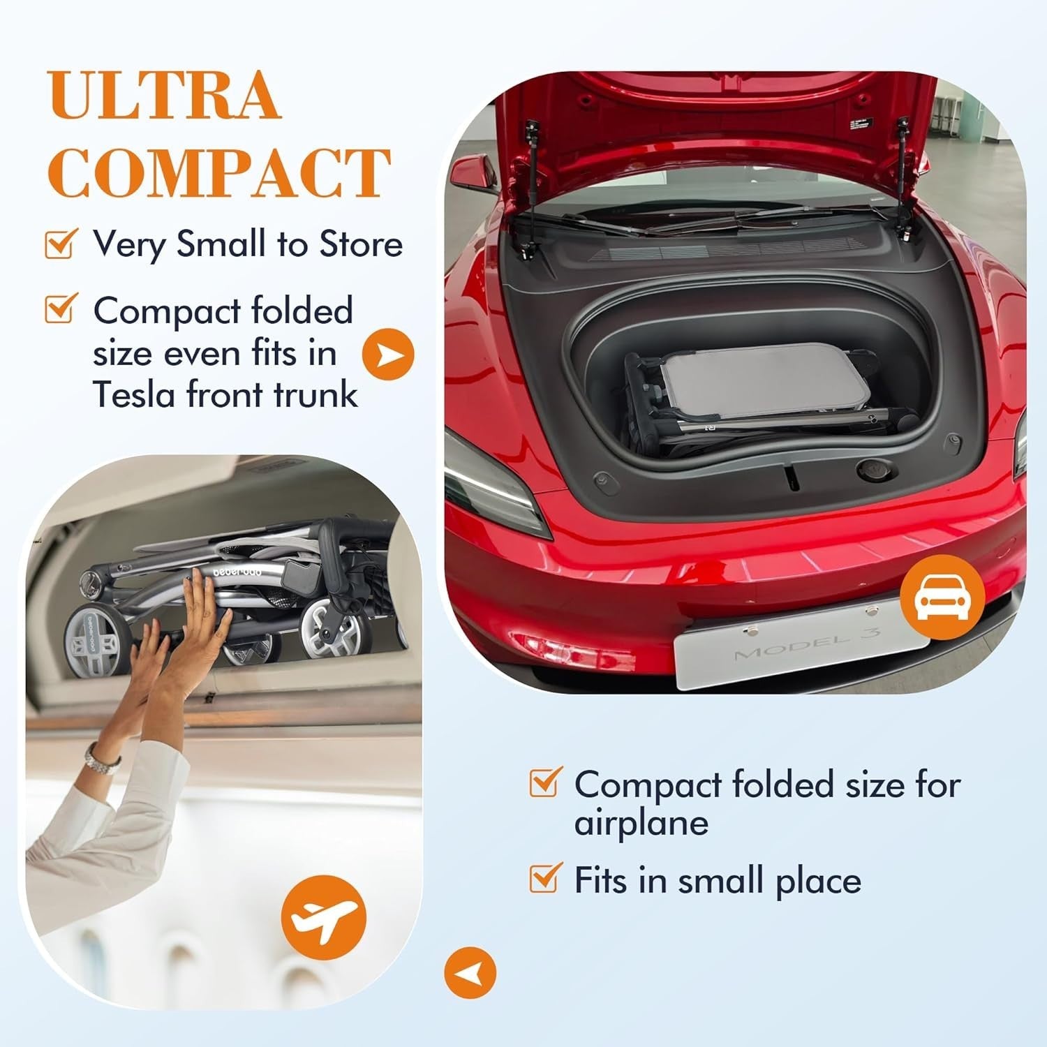 Auto Fold Travel Stroller Ultra Compact Cabin Approved Pushchair 22kg