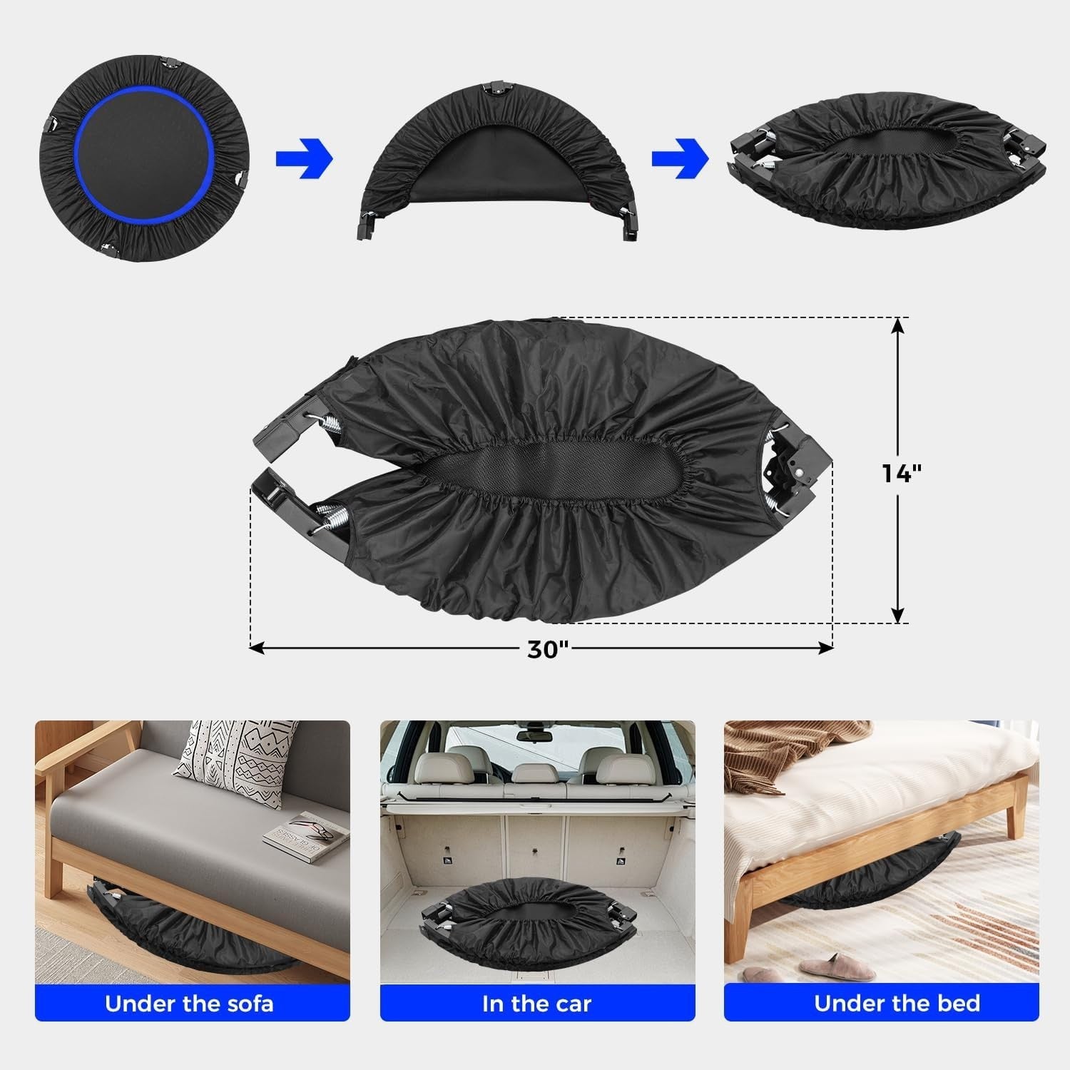 40in Fitness Rebounder Trampoline Adjustable Handle Quiet Indoor