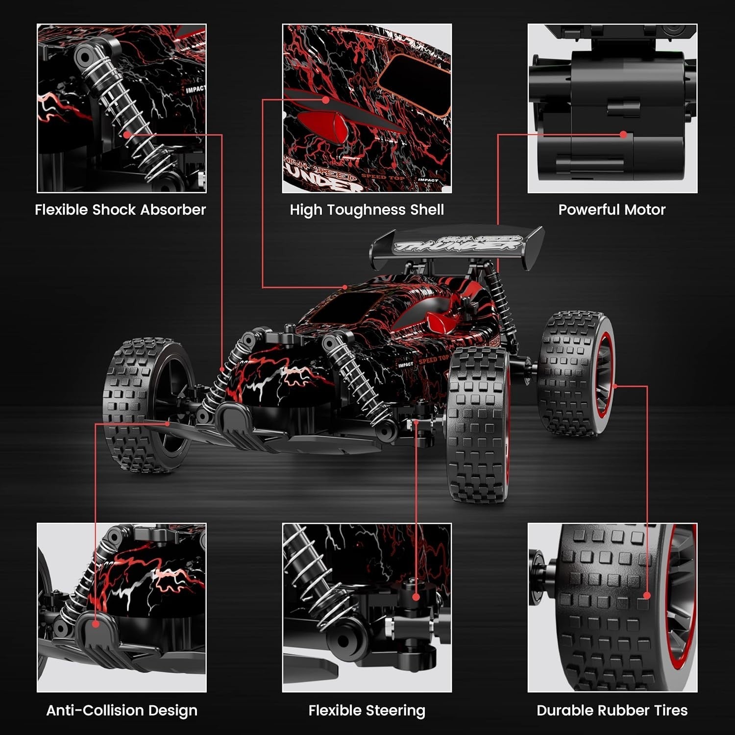Remote Control Car 1:18 Scale 20KM/H LED RC Car Toys Gift for Boys & Girls