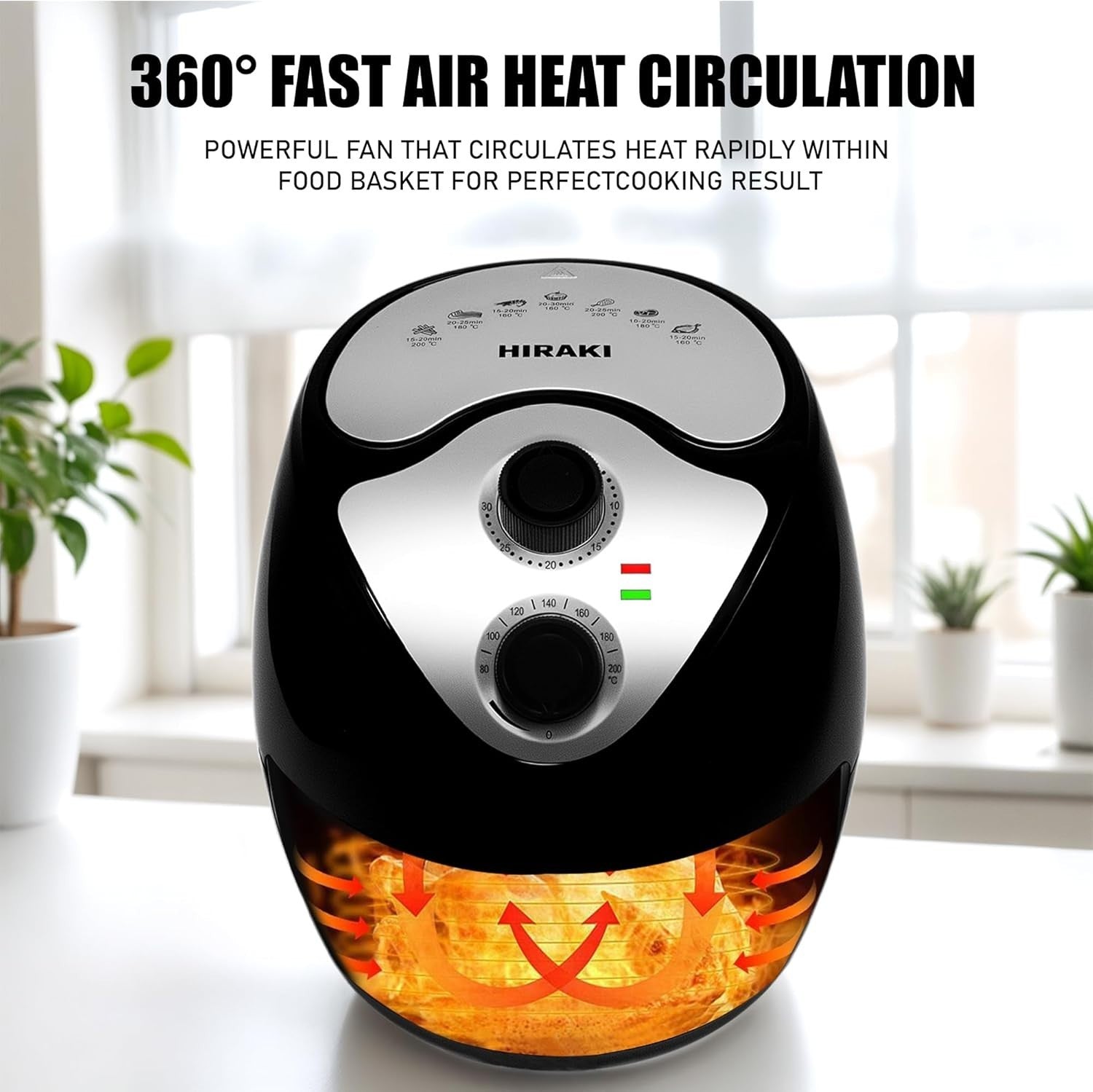 3.8L Compact Air Fryer Manual 200°C Rapid Heat 30min Timer Nonstick