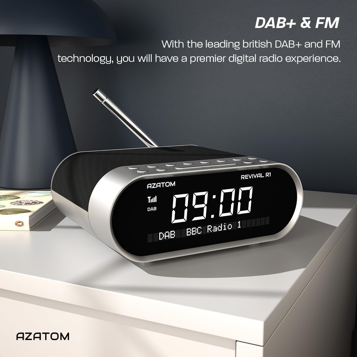 DAB DAB+ FM Bedside Digital Radio Bluetooth Dual Alarm Sleep Timer USB