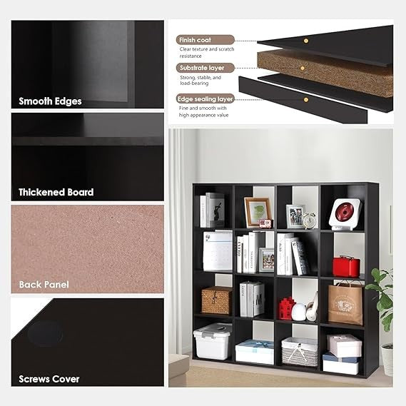 16 Cube Bookcase Storage Unit Shelving Display Cabinet for Living Room Office